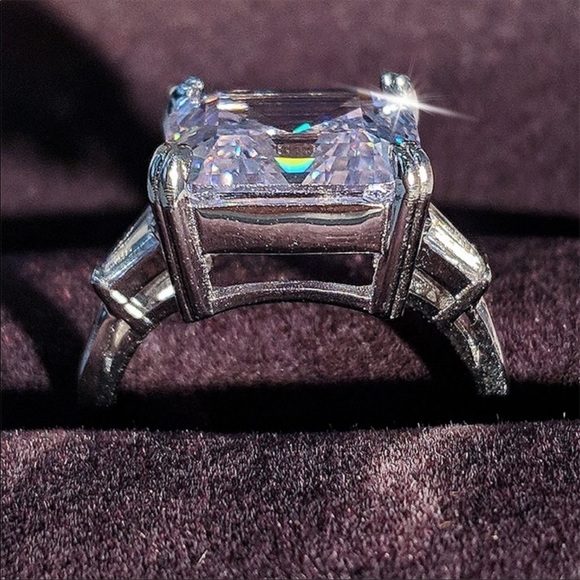 New Women’s 925 Silver Huge 9.5 ct Diamond Engagement Ring - Picture 5 of 6